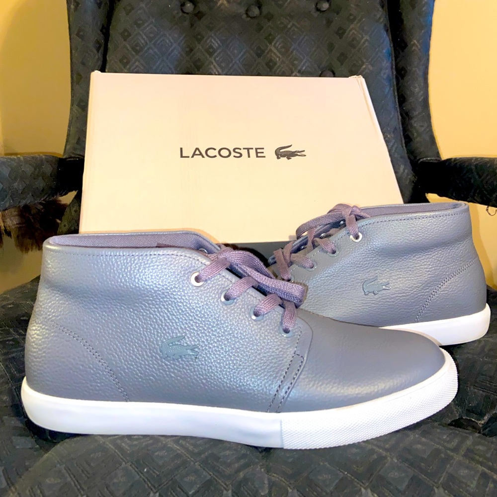 Lacoste Grey & White Tennis Shoes